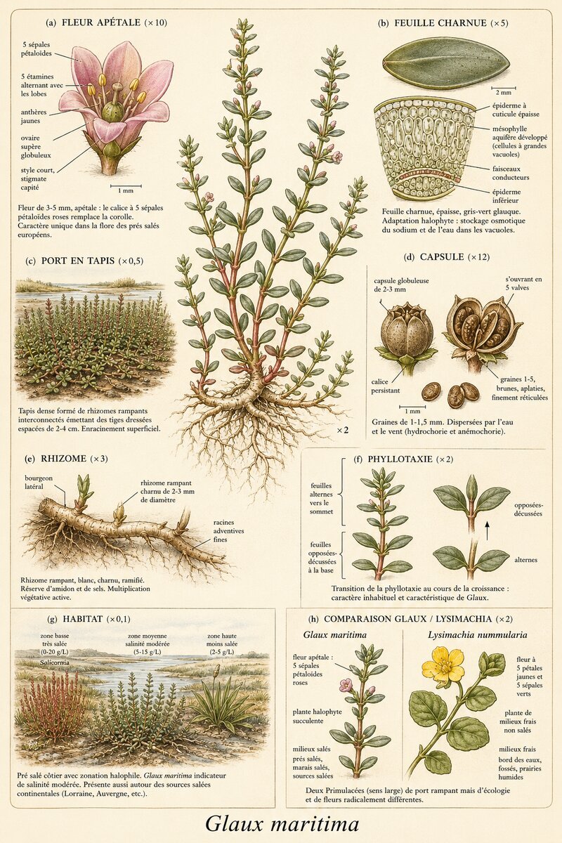 Planche botanique Glaux maritime
