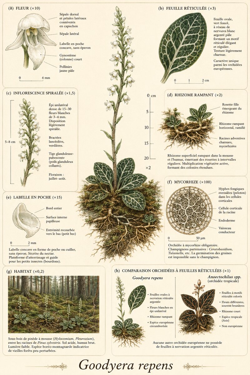 Planche botanique Goodyère rampante