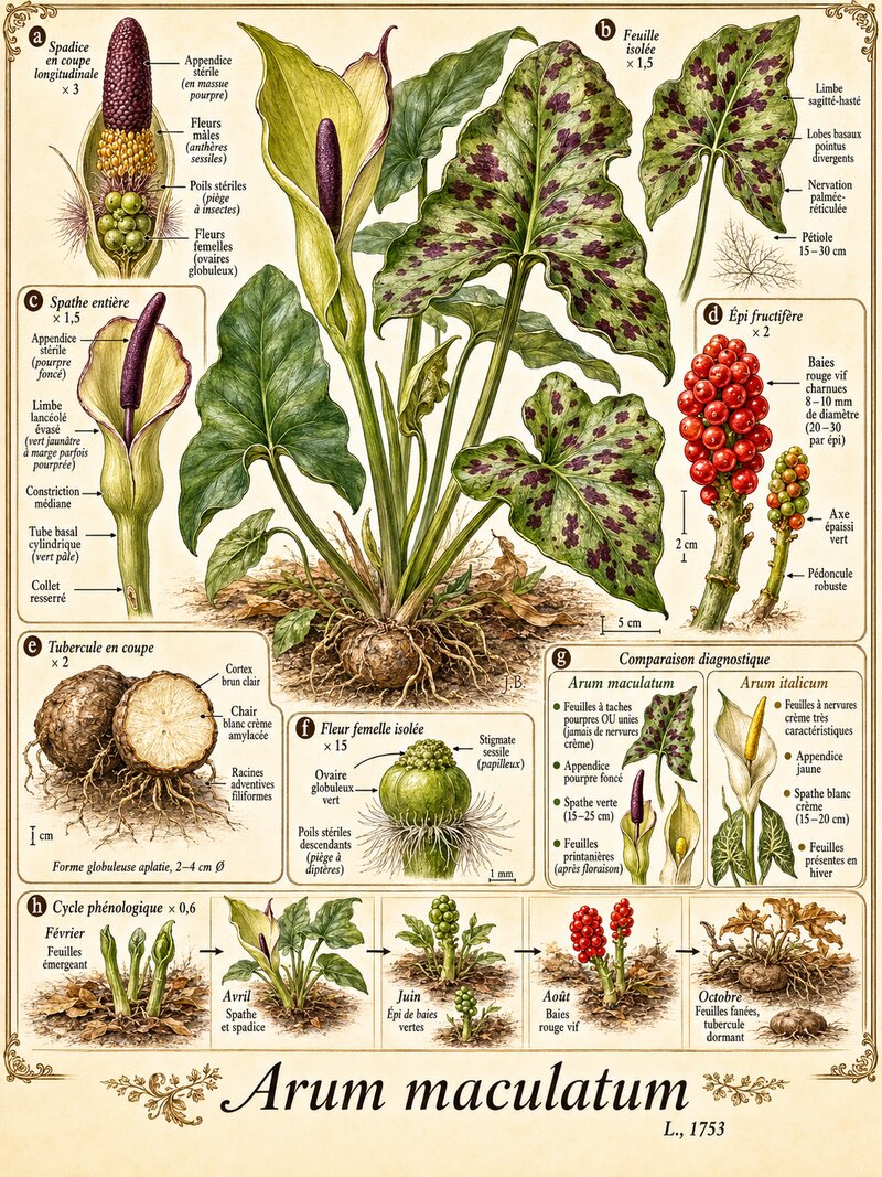 Planche botanique Gouet tacheté