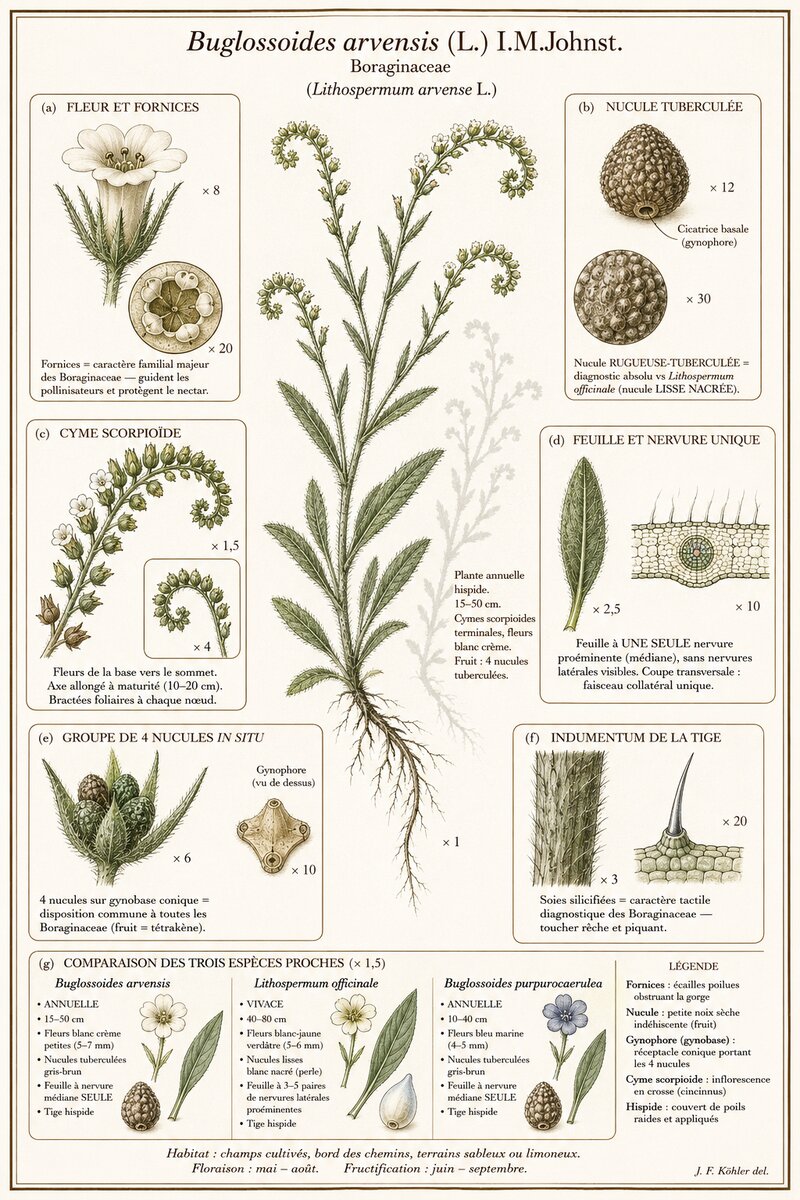 Planche botanique Grémil des champs