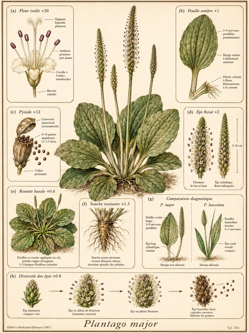 Planche botanique Grand plantain