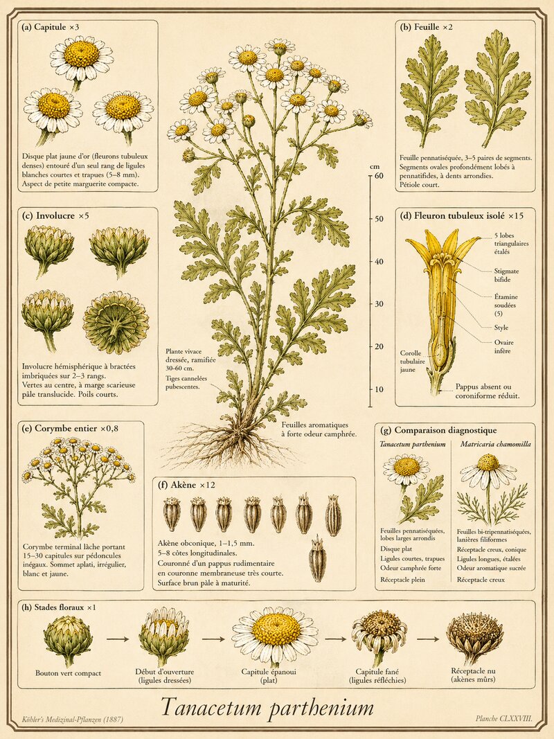 Planche botanique Grande camomille