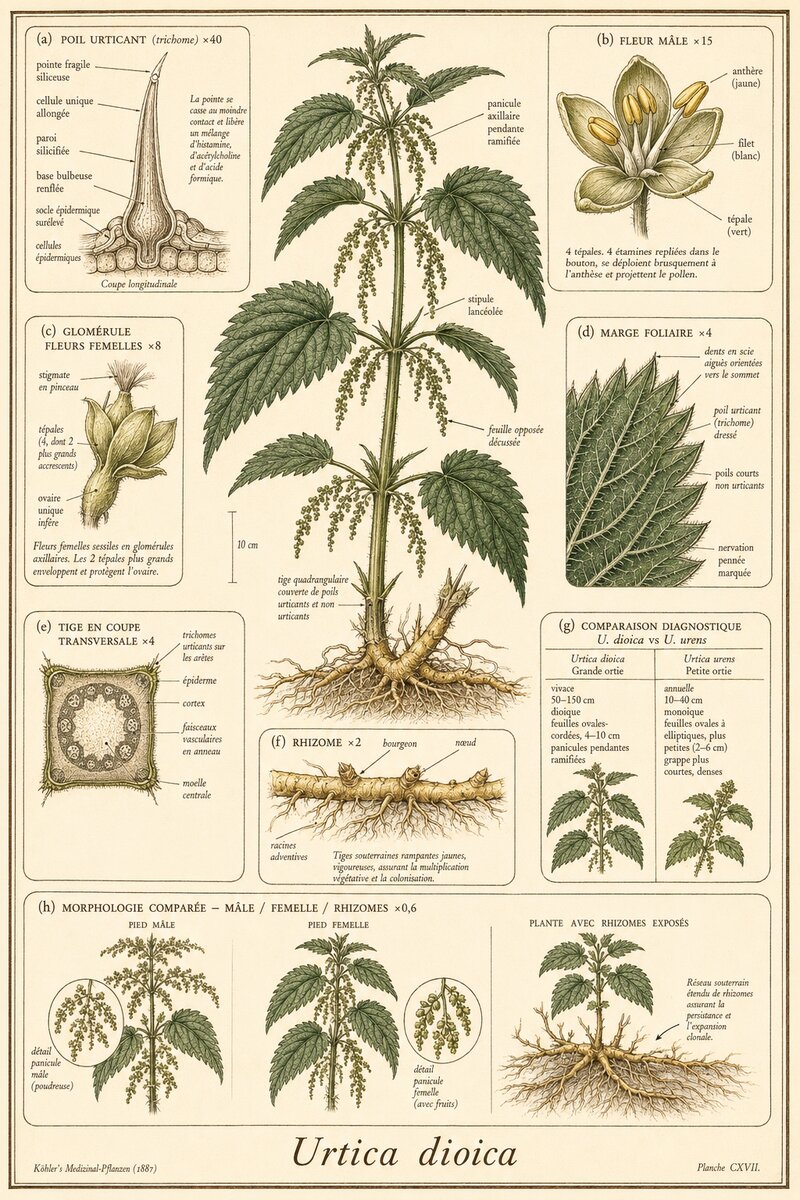Planche botanique Grande ortie