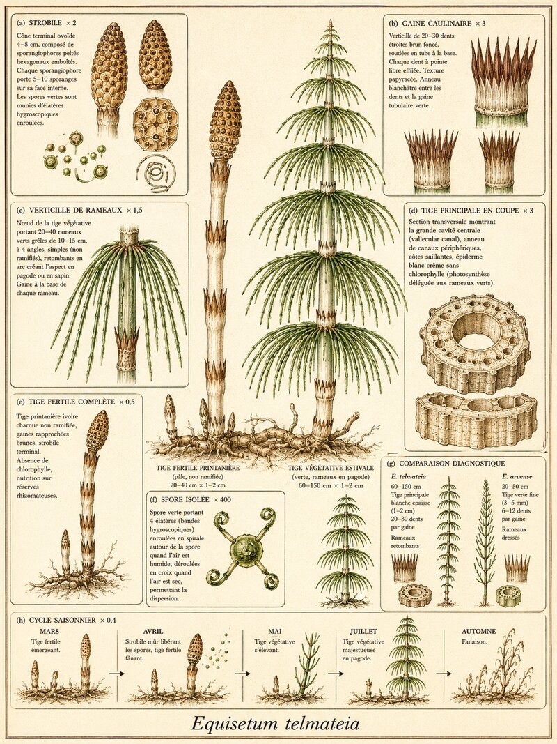 Planche botanique Grande prêle