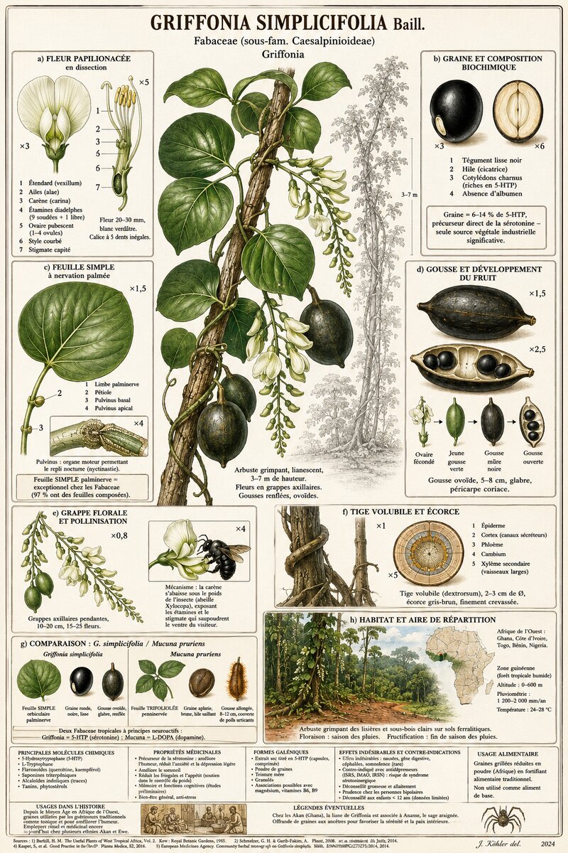 Planche botanique Griffonia