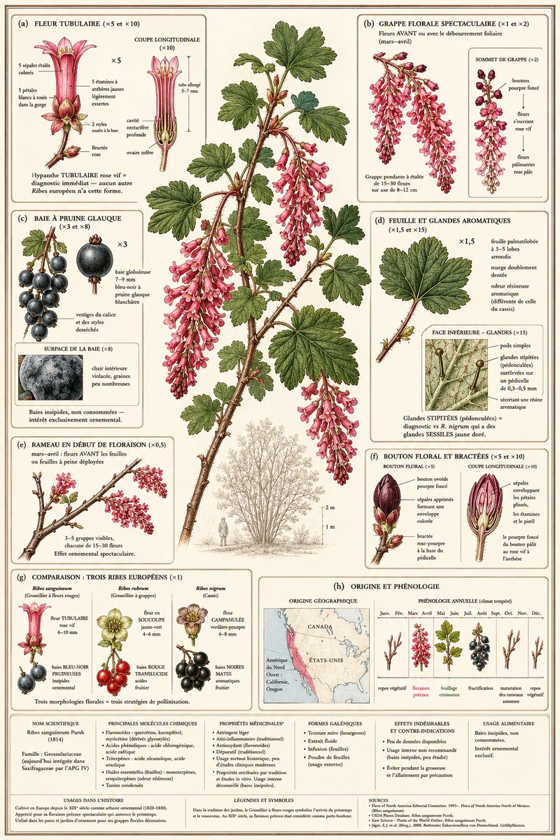 Planche botanique Groseillier à fleurs