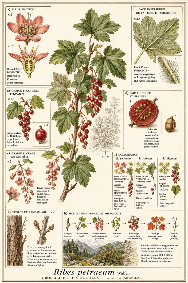 Planche botanique Groseillier des rochers