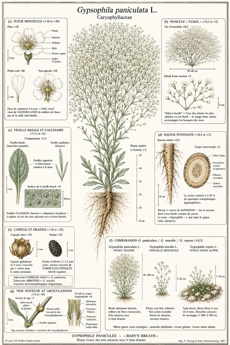 Planche botanique Gypsophile paniculée