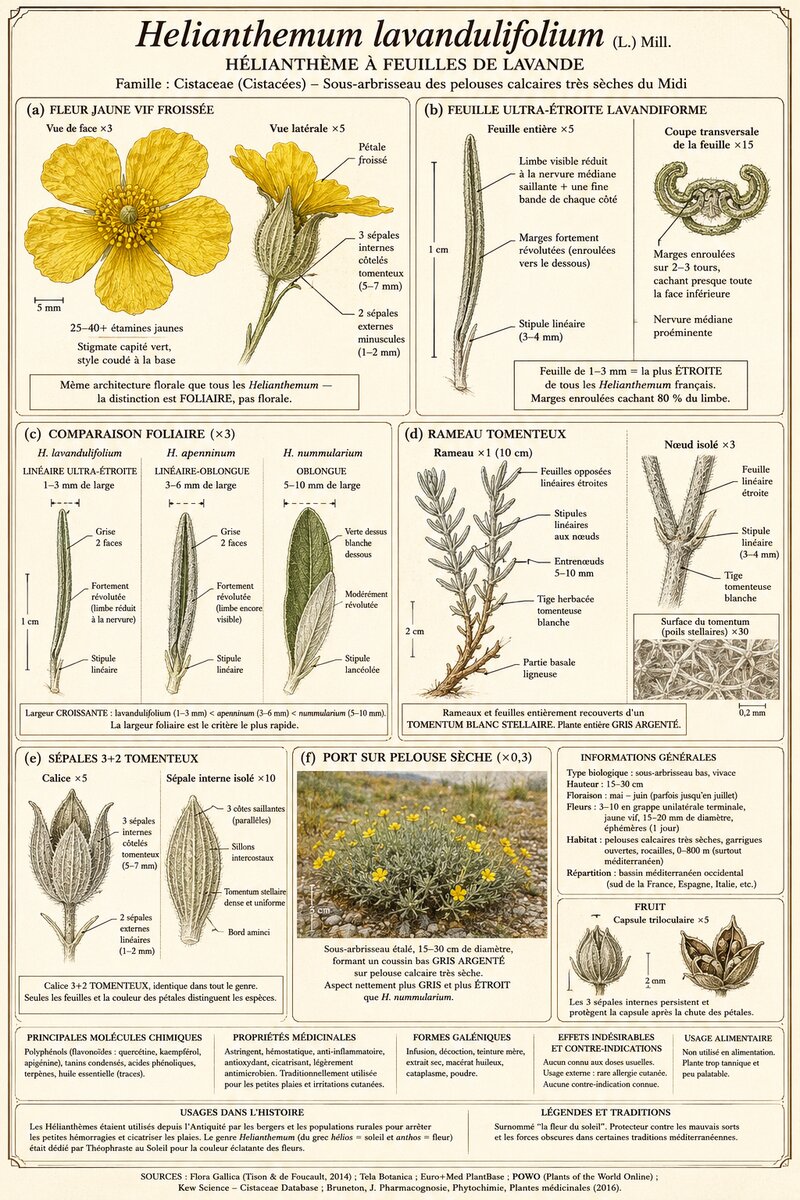Planche botanique Hélianthème à feuilles de lavande