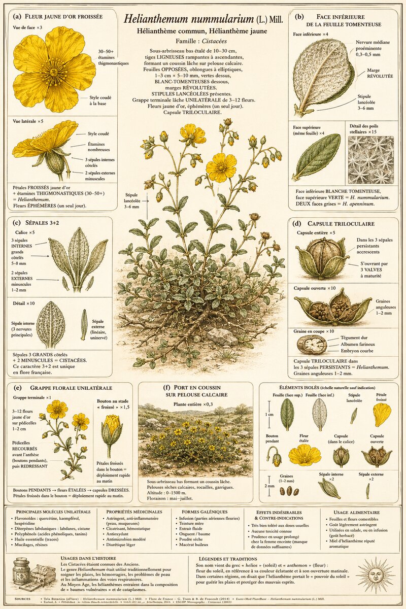 Planche botanique Hélianthème commun