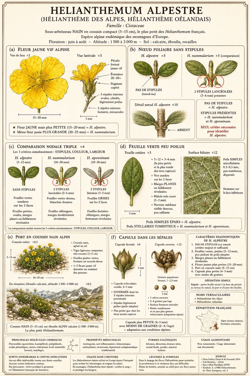 Planche botanique Hélianthème des Alpes