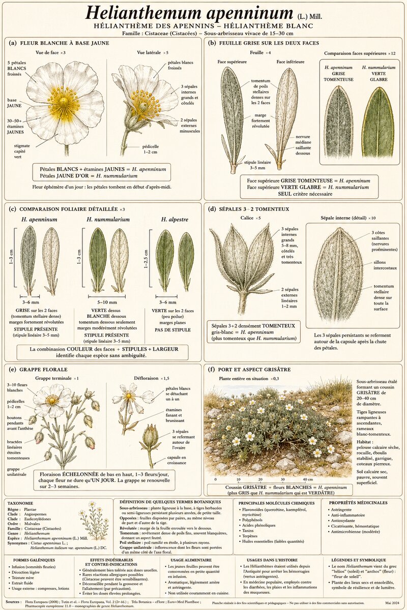 Planche botanique Hélianthème des Apennins