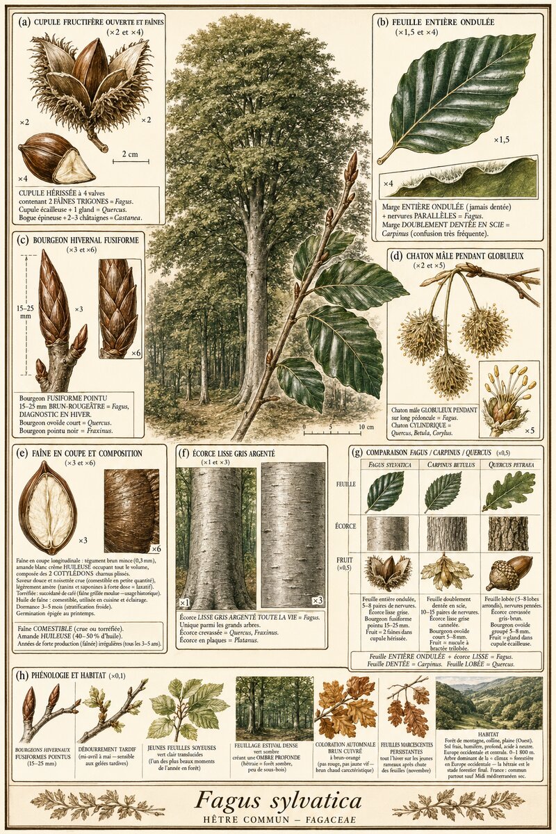Planche botanique Hêtre commun