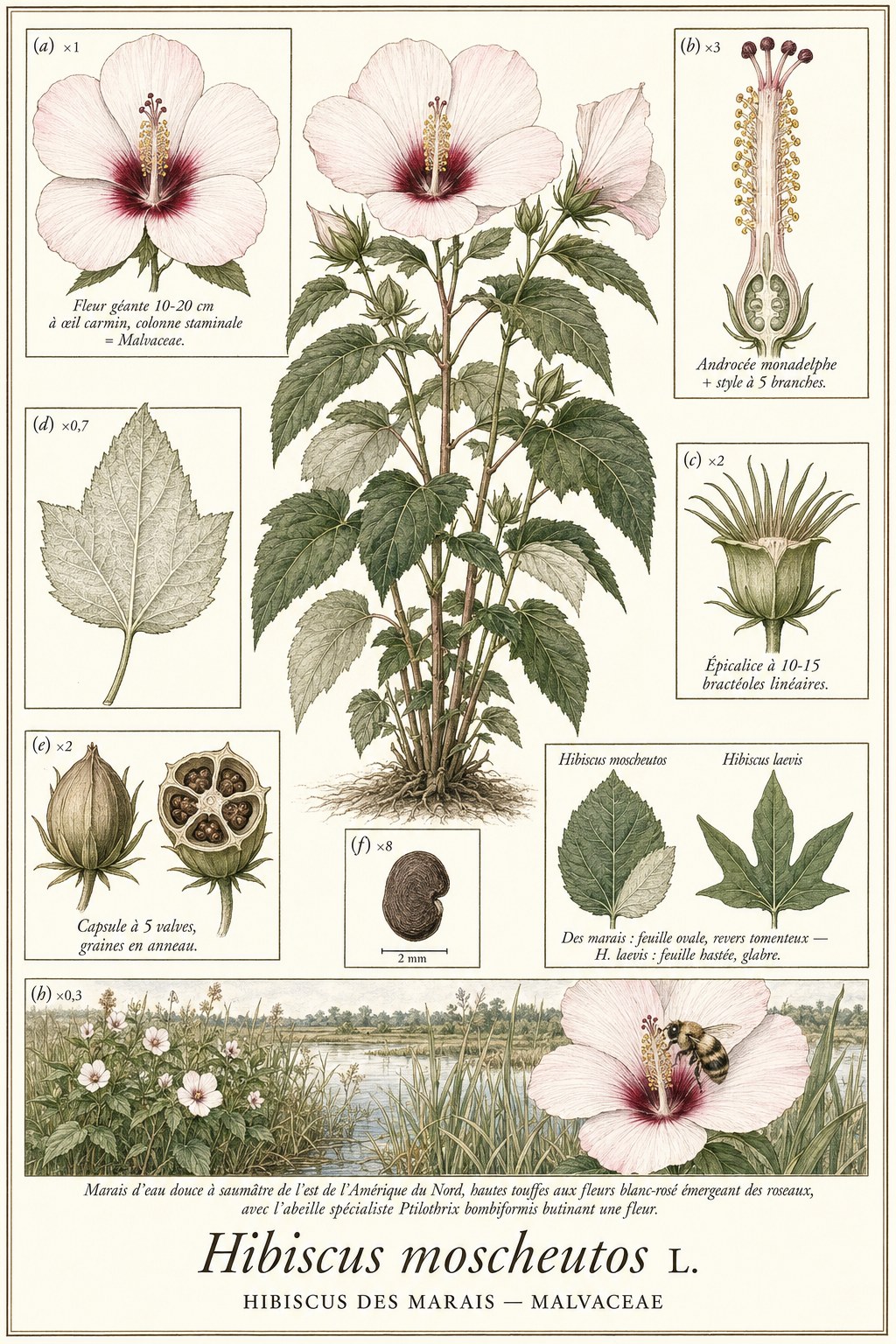 Planche botanique — Hibiscus des marais
