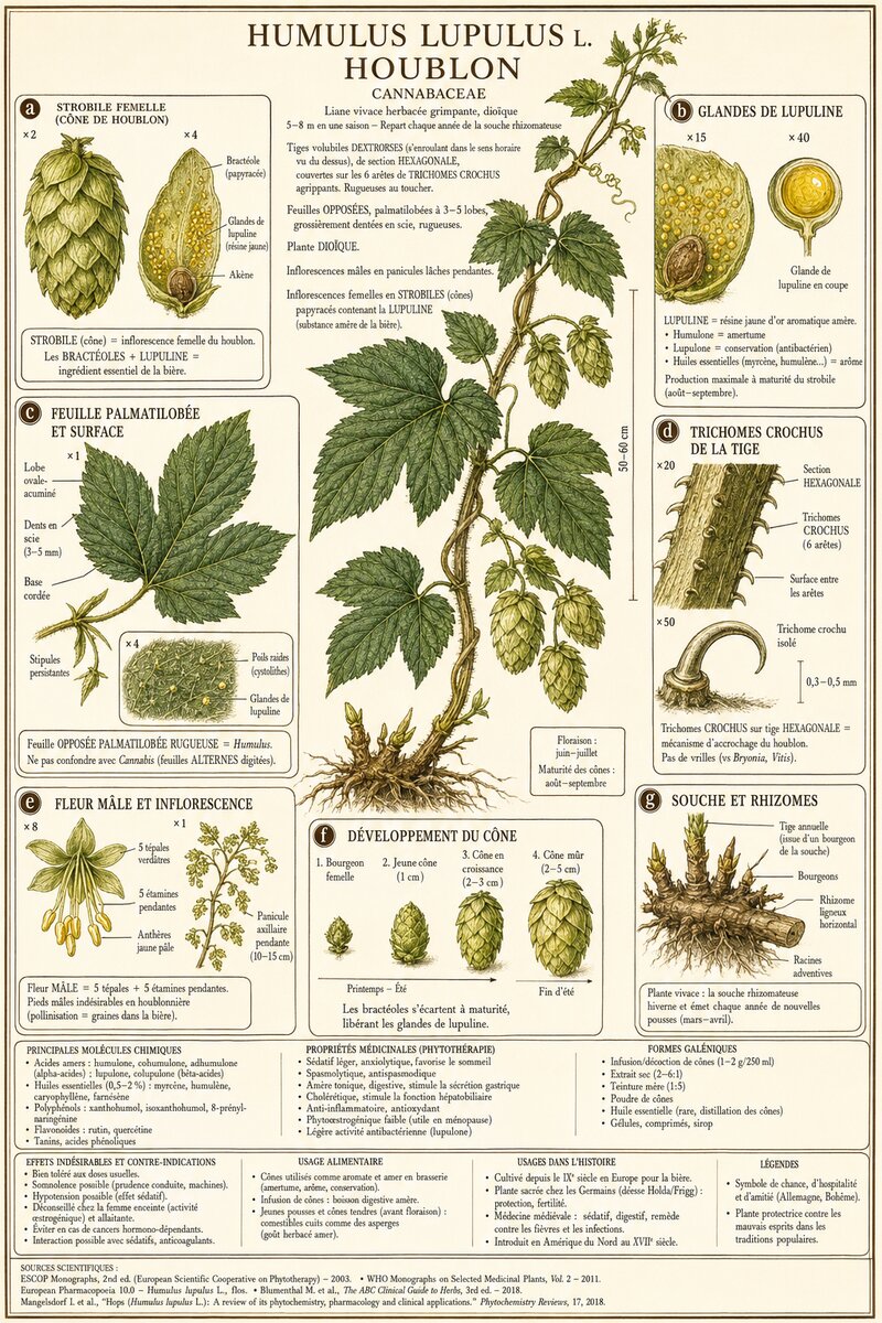 Planche botanique Houblon