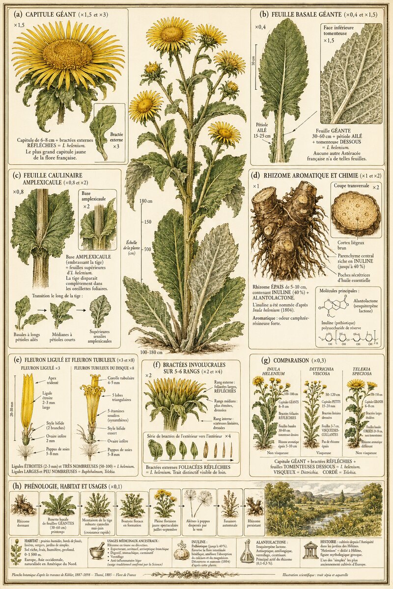 Planche botanique Inule aunée