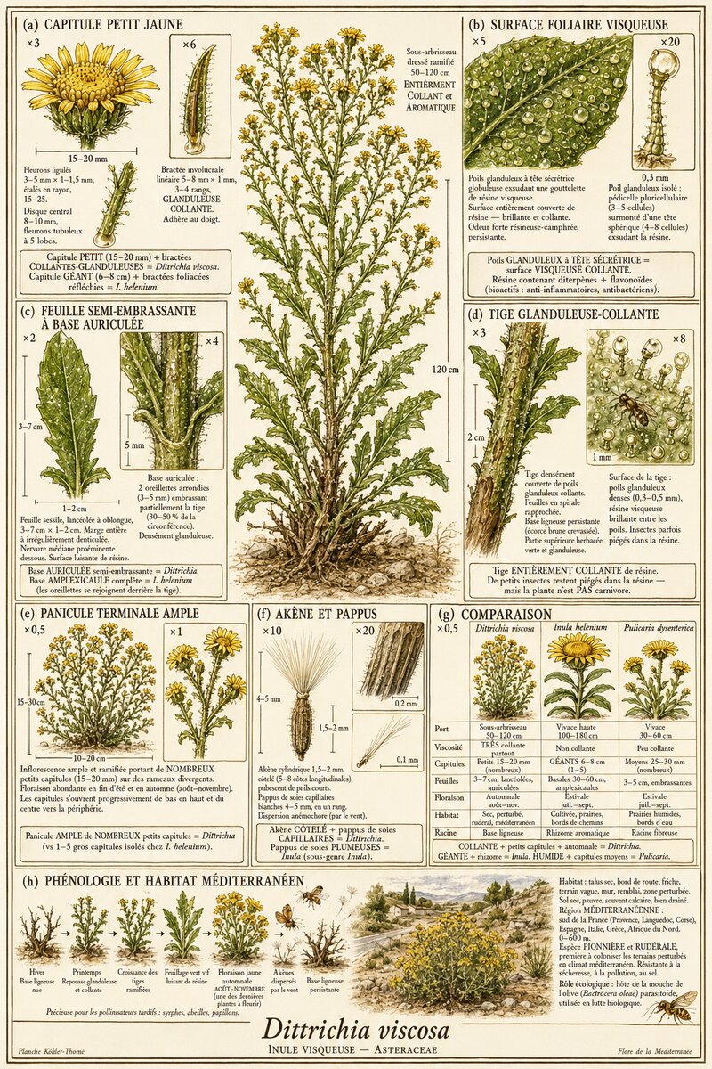 Planche botanique Inule visqueuse