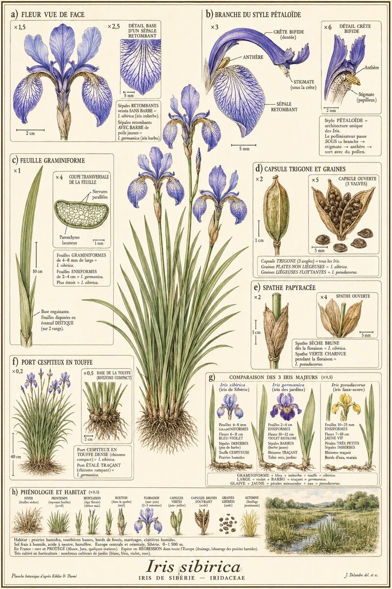 Planche botanique Iris de Sibérie