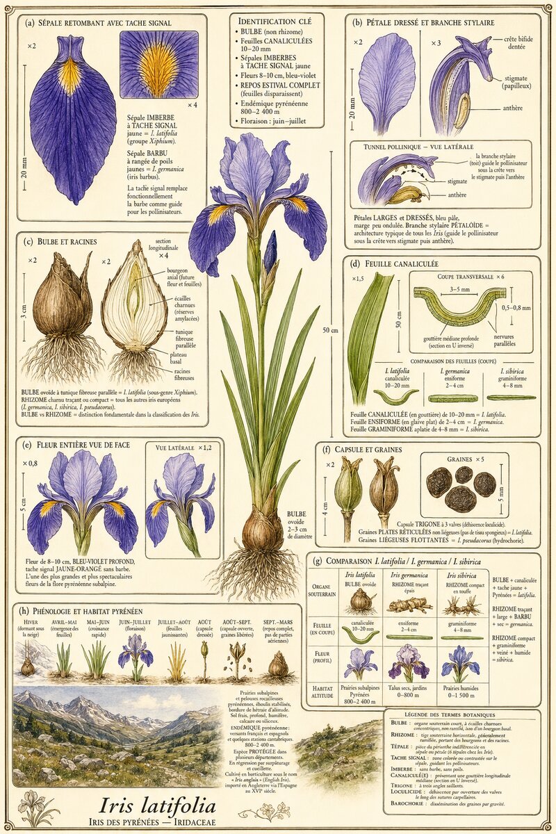 Planche botanique Iris des Pyrénées