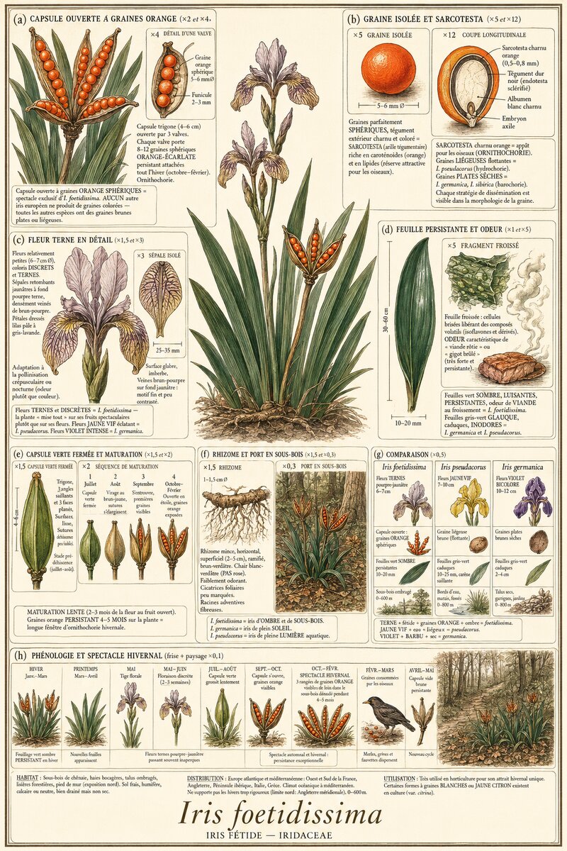 Planche botanique Iris fétide