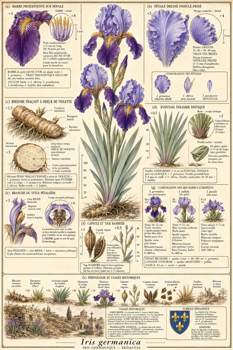 Planche botanique Iris germanique