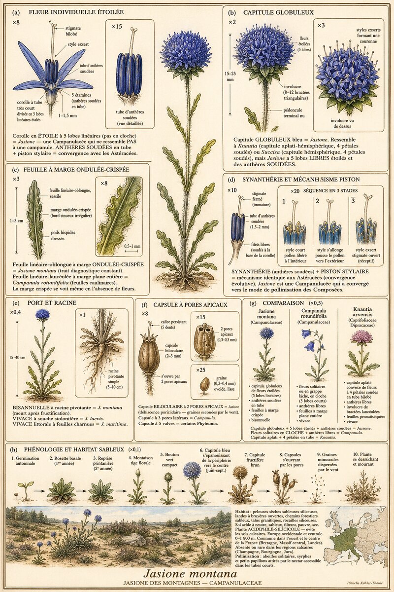 Planche botanique Jasione des montagnes