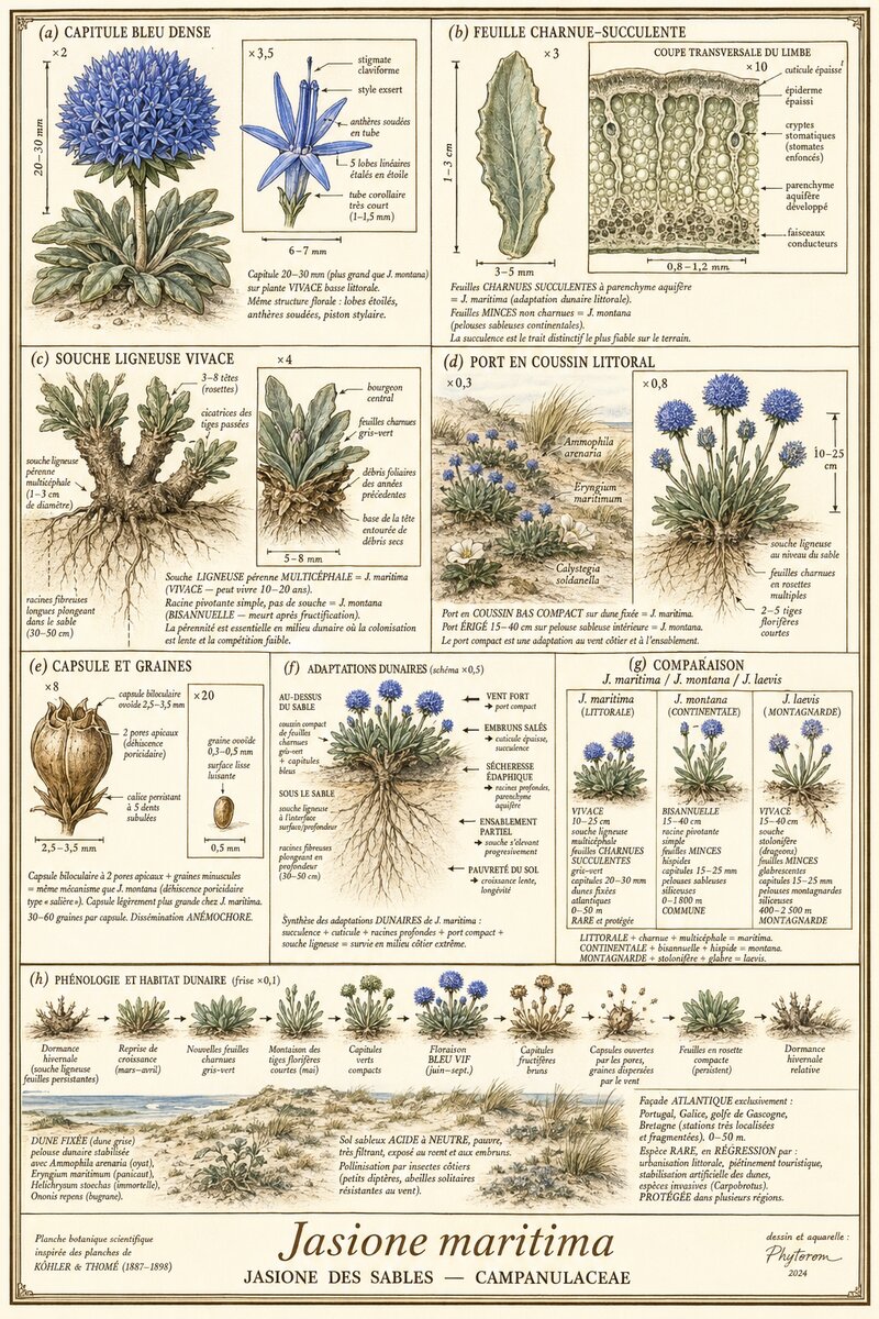 Planche botanique Jasione des sables