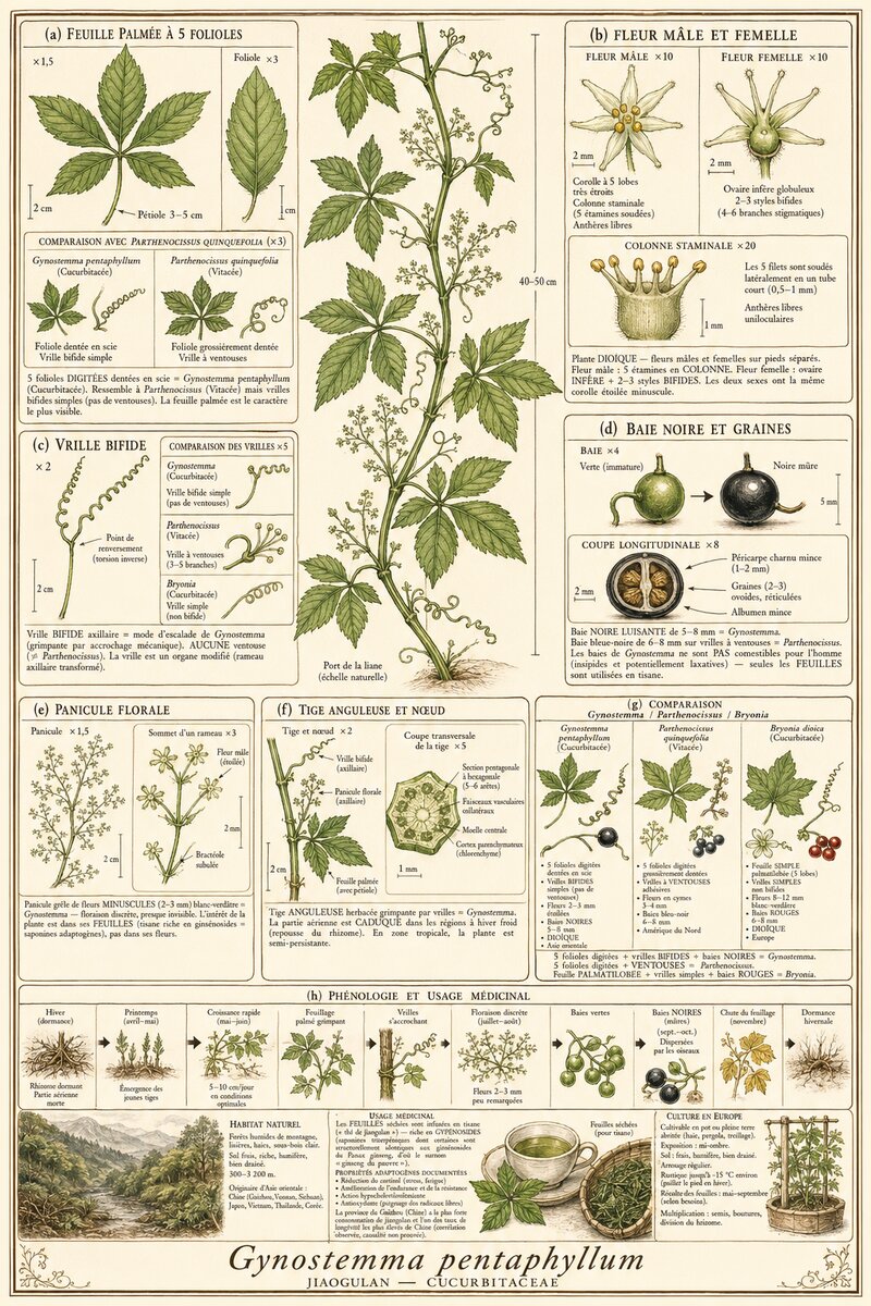Planche botanique Jiaogulan
