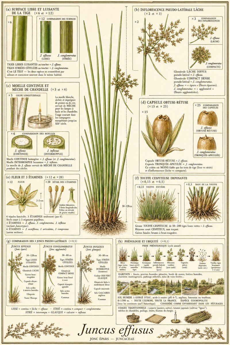 Planche botanique Jonc épars