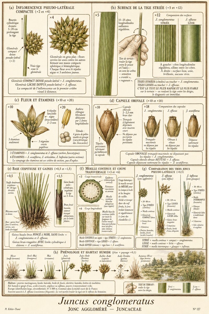 Planche botanique Jonc aggloméré