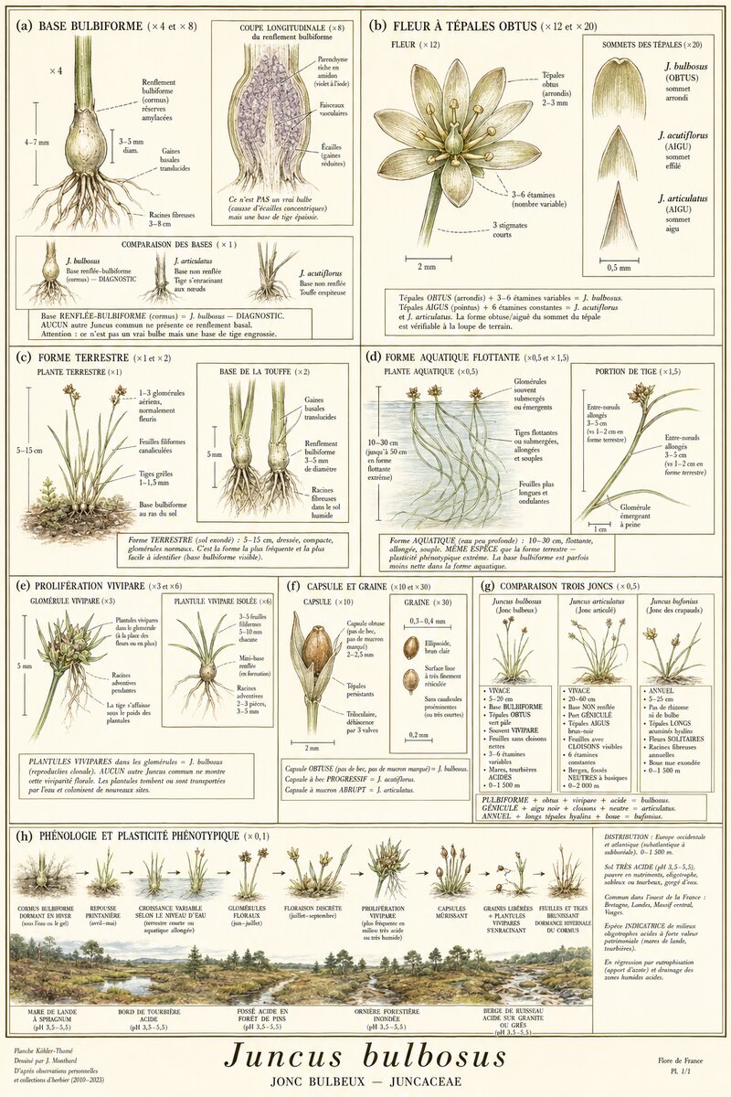 Planche botanique Jonc bulbeux