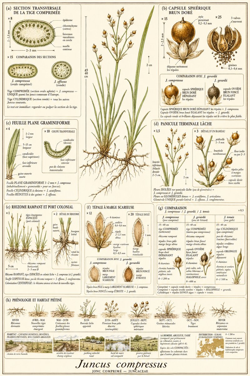 Planche botanique Jonc comprimé