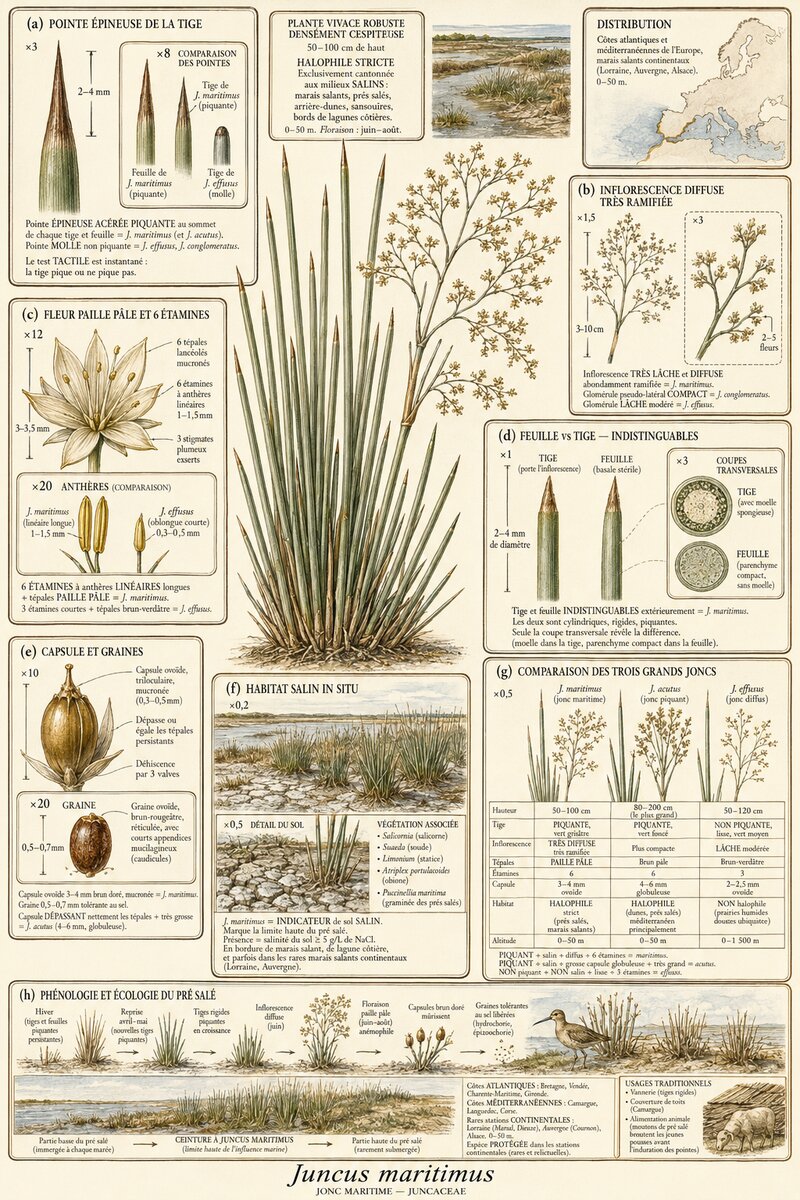 Planche botanique Jonc maritime