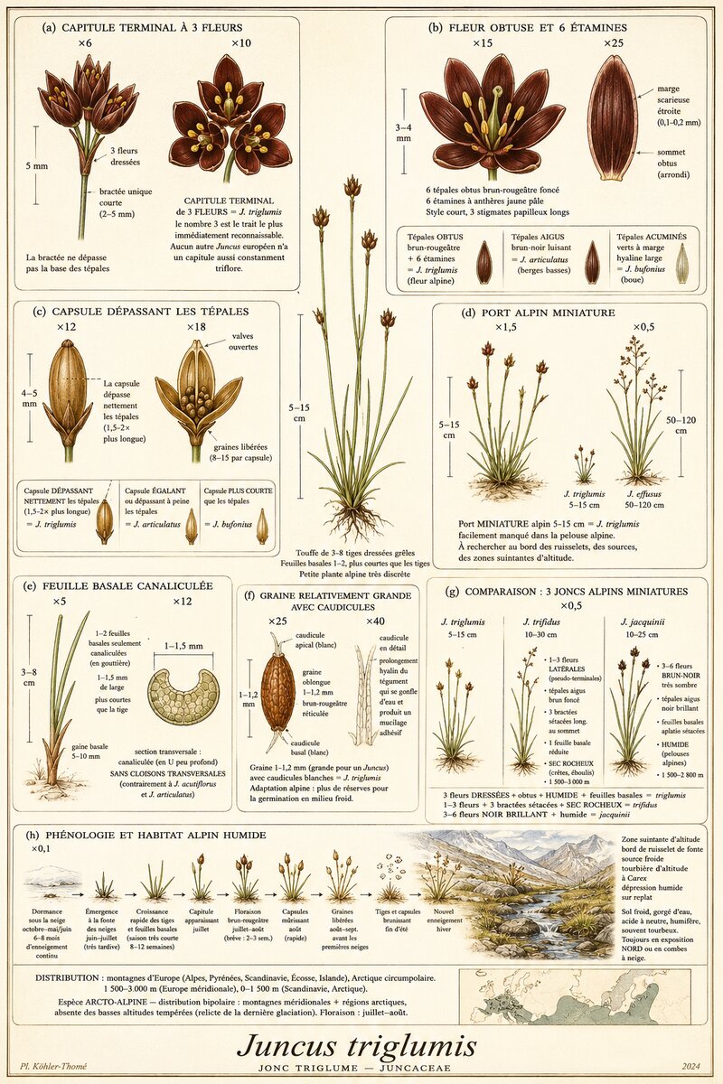 Planche botanique Jonc triglume