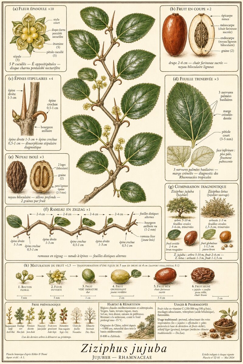 Planche botanique Jujubier
