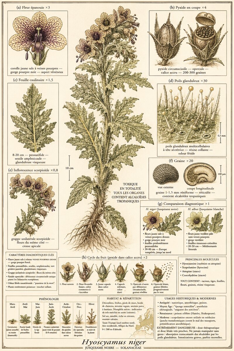 Planche botanique Jusquiame noire