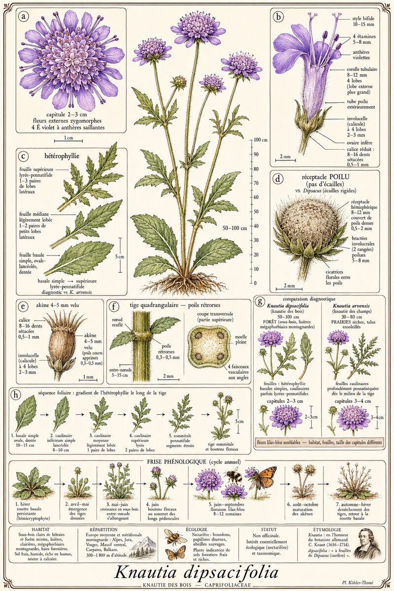 Planche botanique Knautie des bois
