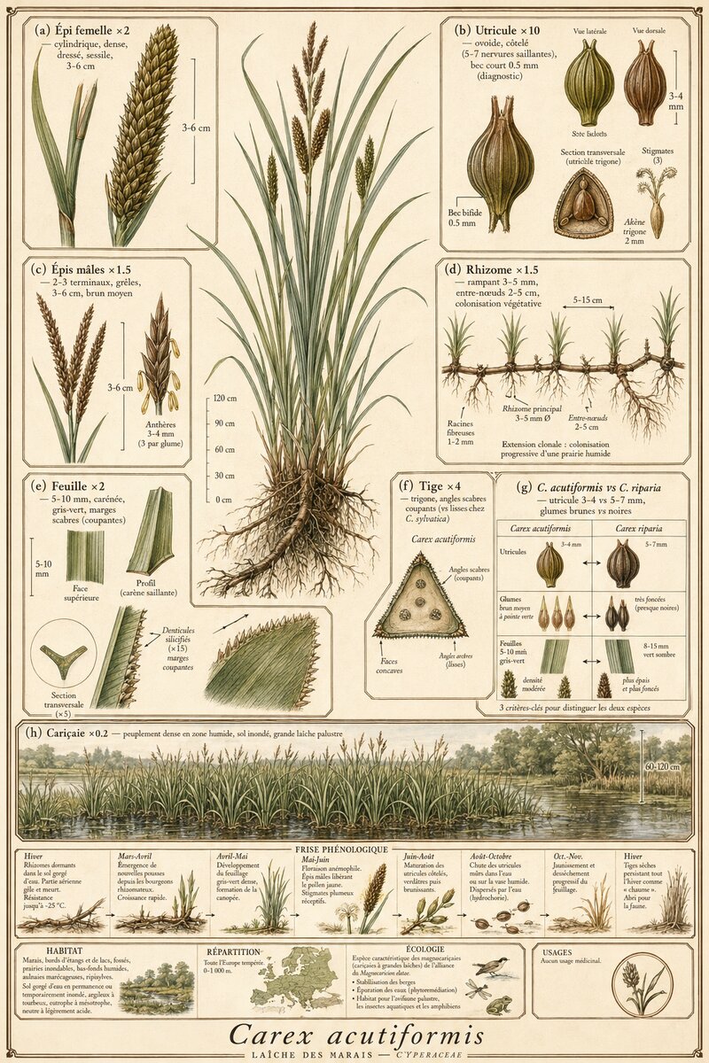 Planche botanique Laîche des marais