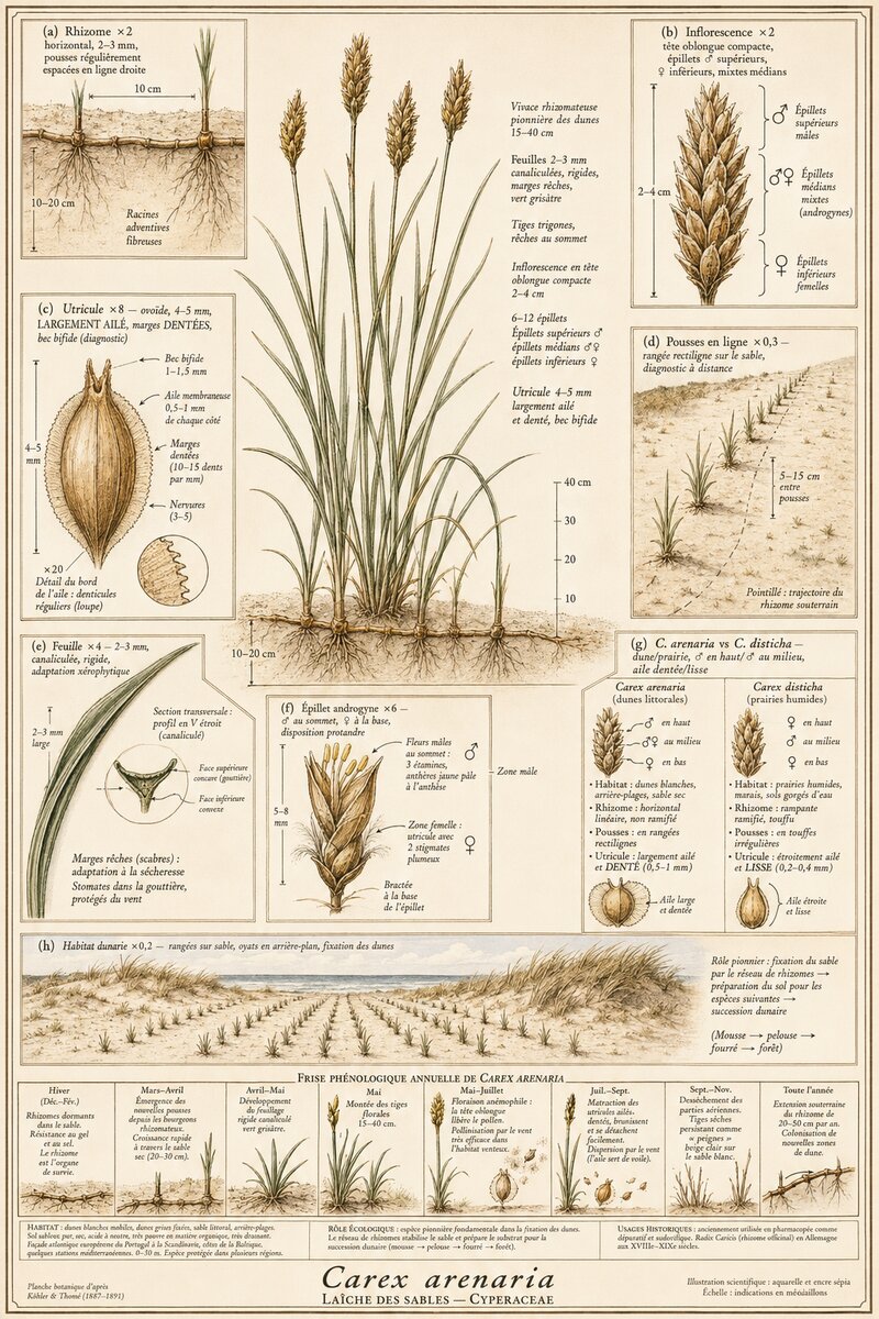 Planche botanique Laîche des sables