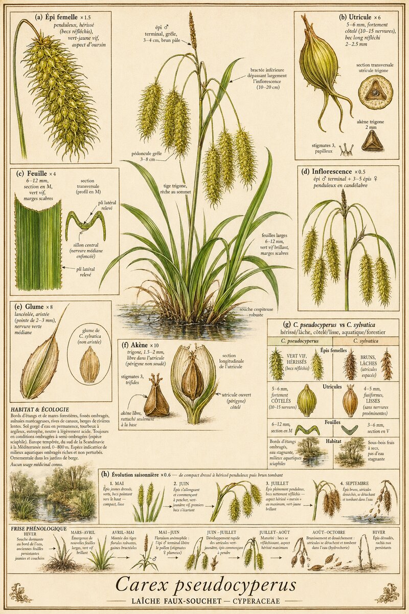 Planche botanique Laîche faux-souchet