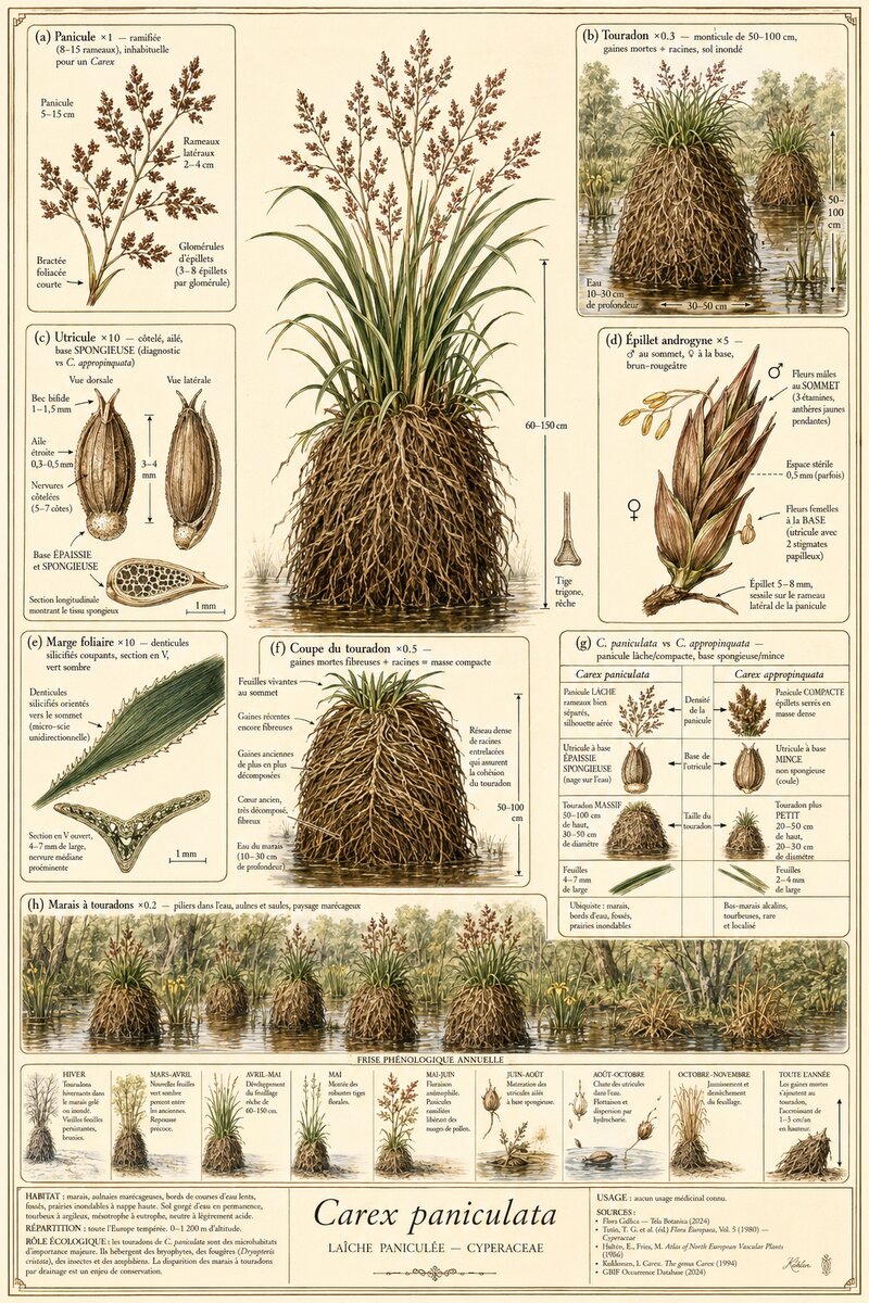 Planche botanique Laîche paniculée