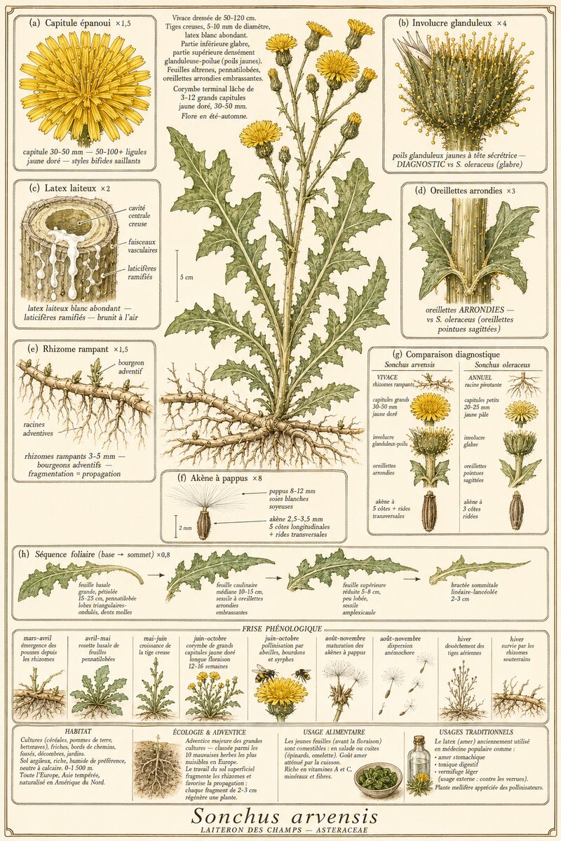 Planche botanique Laiteron des champs