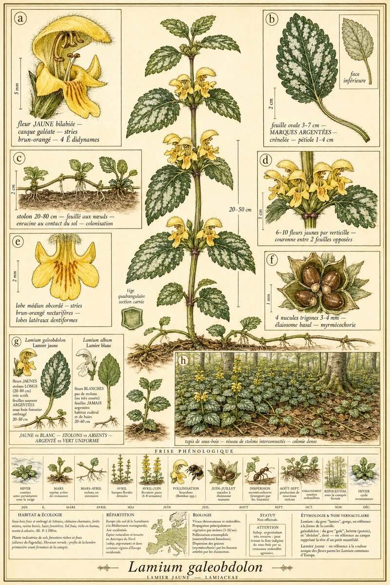 Planche botanique Lamier jaune