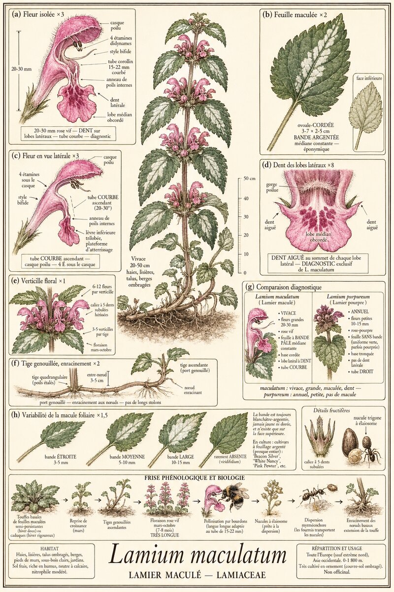 Planche botanique Lamier maculé