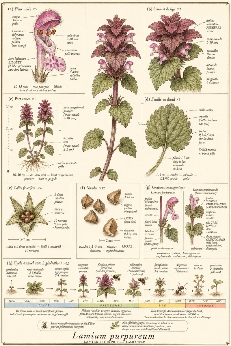 Planche botanique Lamier pourpre