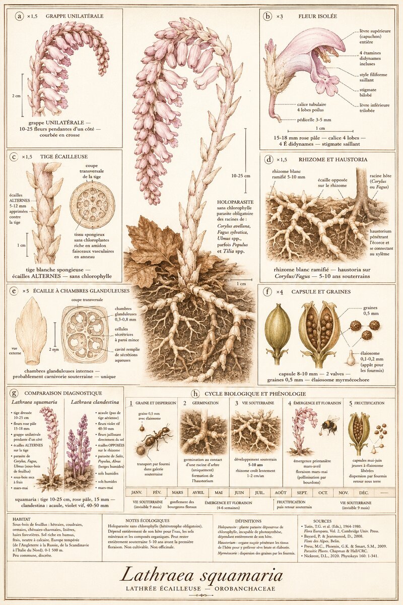 Planche botanique Lathrée écailleuse