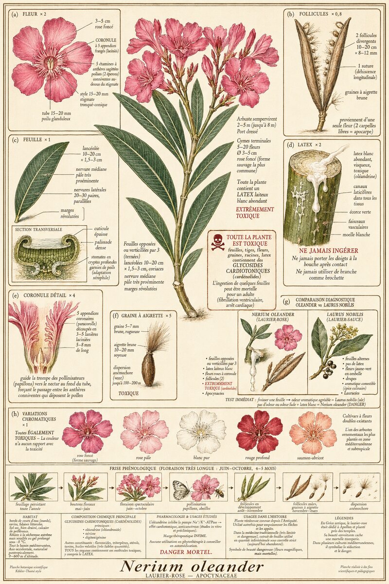 Planche botanique Laurier-rose