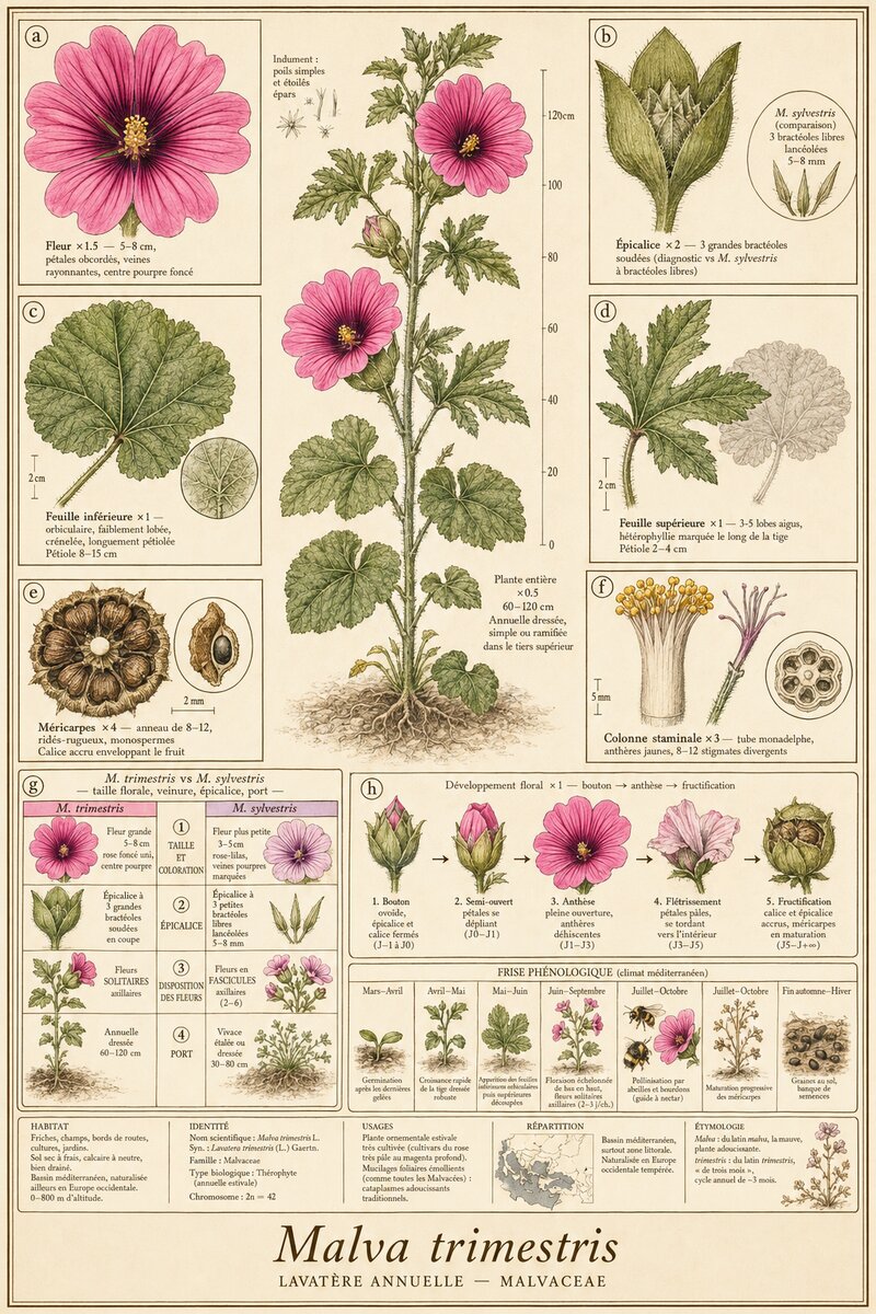 Planche botanique Lavatère annuelle