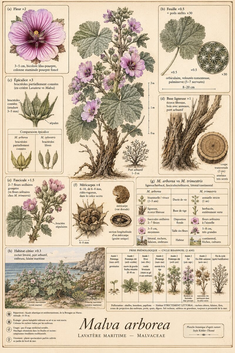 Planche botanique Lavatère maritime