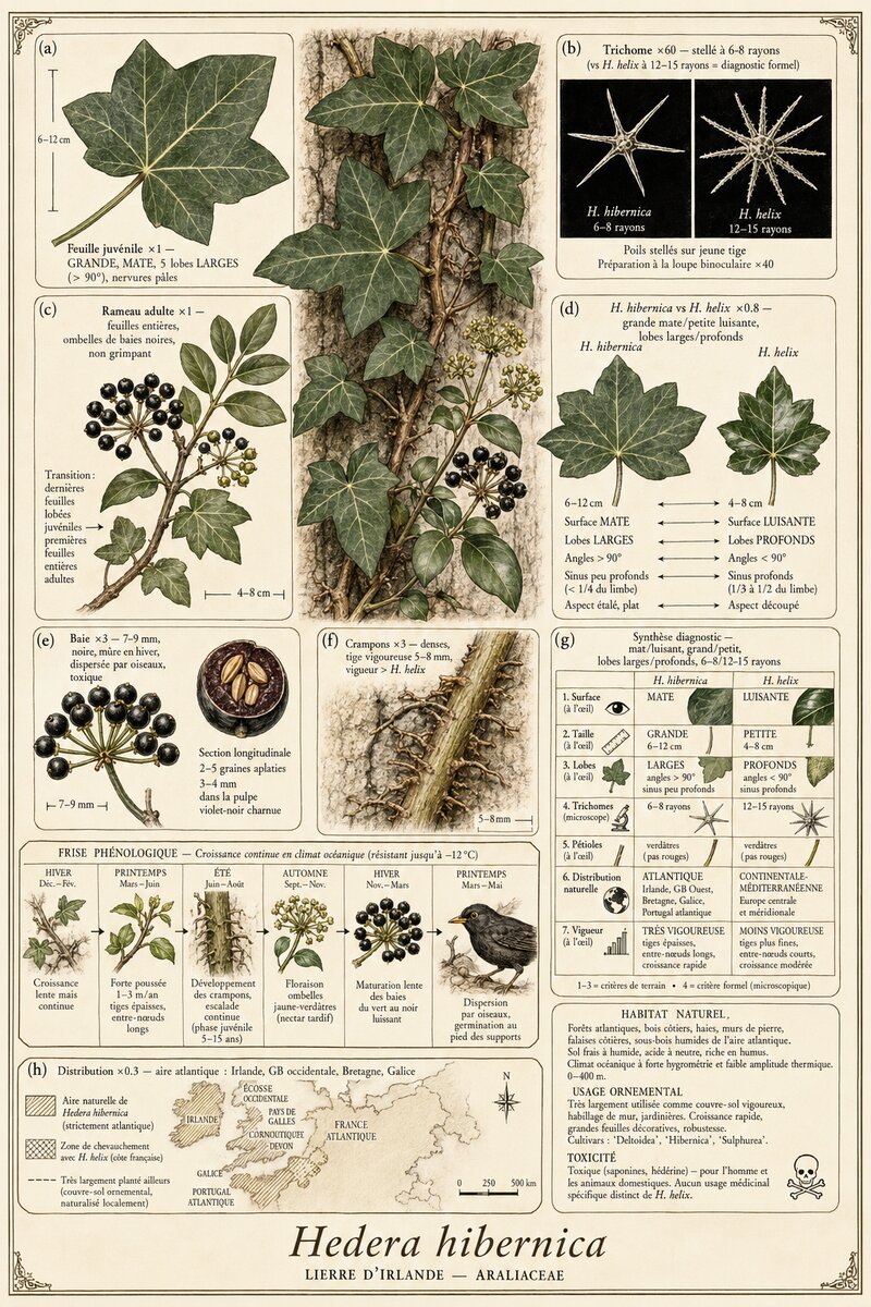 Planche botanique Lierre d'Irlande
